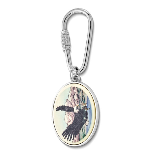 Barlow Designs Color Eagle Landing Oval Key Chain