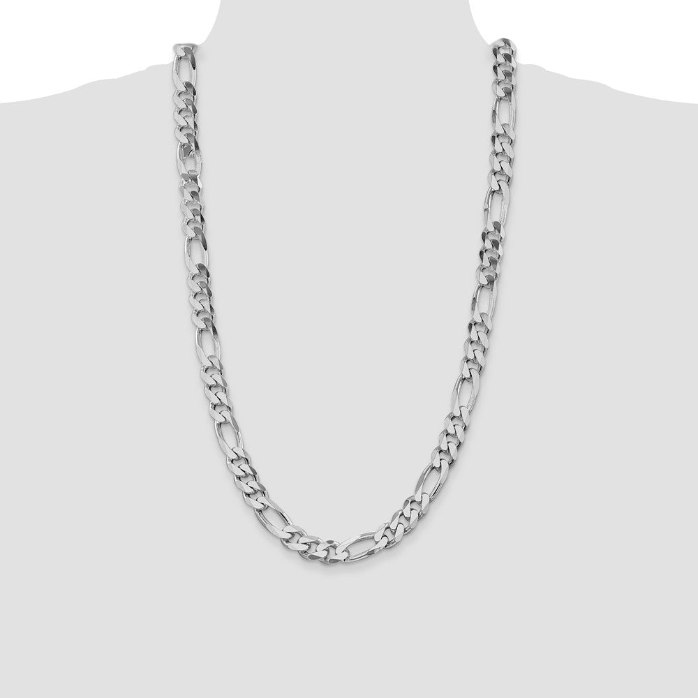 Sterling Silver Rhodium-plated 10.75mm Figaro Chain 28 Inches