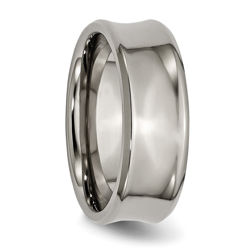 Titanium Polished Concave 8mm Beveled Edge Band Size - 10.5