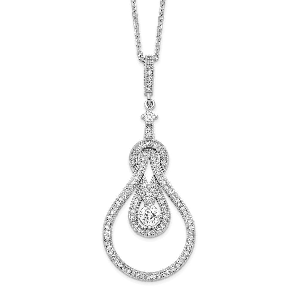 Brilliant Embers Sterling Silver Rhodium-plated 109 Stone 18 inch Micro Pav‚ CZ Polished Necklace with 2 Inch Extender 18 Inches