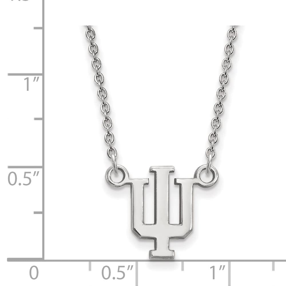 Sterling Silver Indiana U Small 'IU' Pendant Necklace
