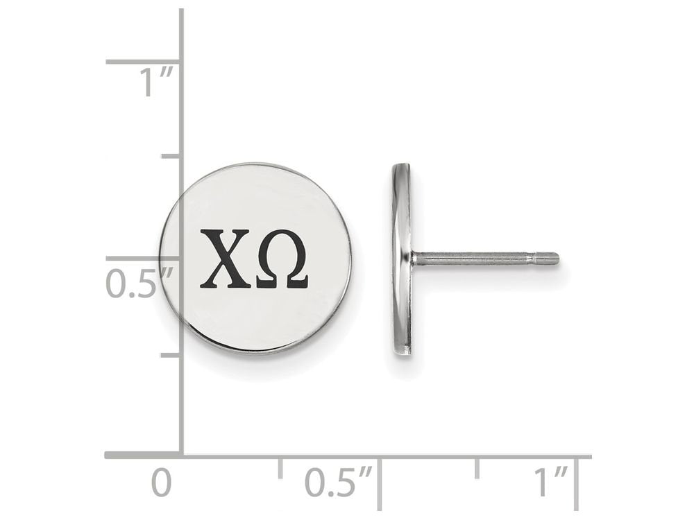 Sterling Silver Official Licensed Greek Sororities Chi Omega (??) Enameled Post Earrings
