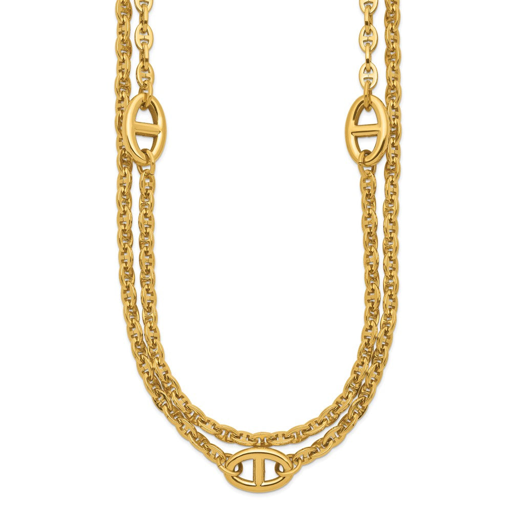 Chisel Stainless Steel Polished Yellow IP-plated Two-Strand Anchor Link 18 inch Plus a 2 inch Extension Necklace