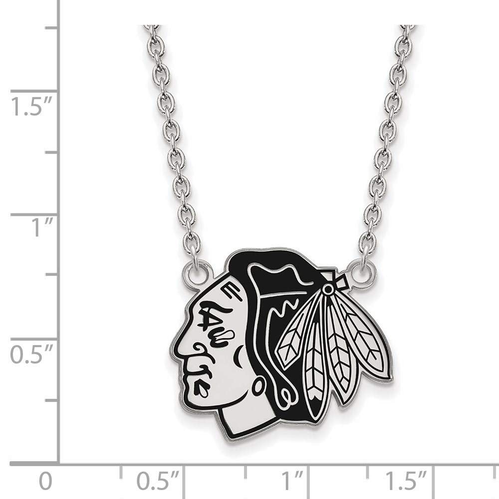 LogoArt NHL Chicago Blackhawks Sterling Silver Large Enameled Pendant with Necklace