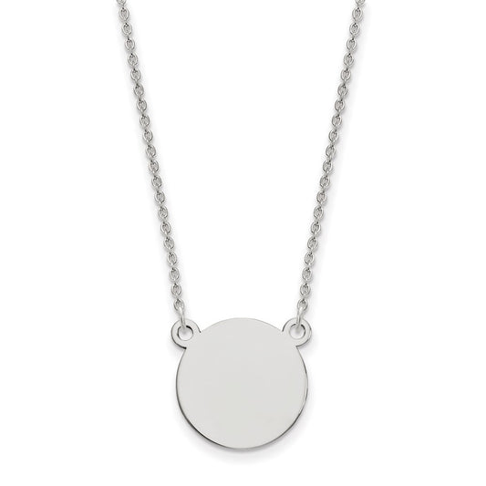 14k White Gold .018 Gauge Circular Engravable Disc 18 Necklace