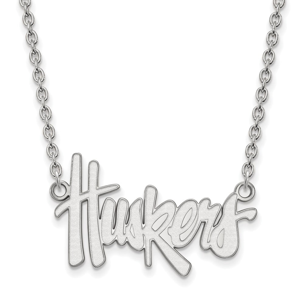 Sterling Silver U of Nebraska Large Huskers Pendant Necklace