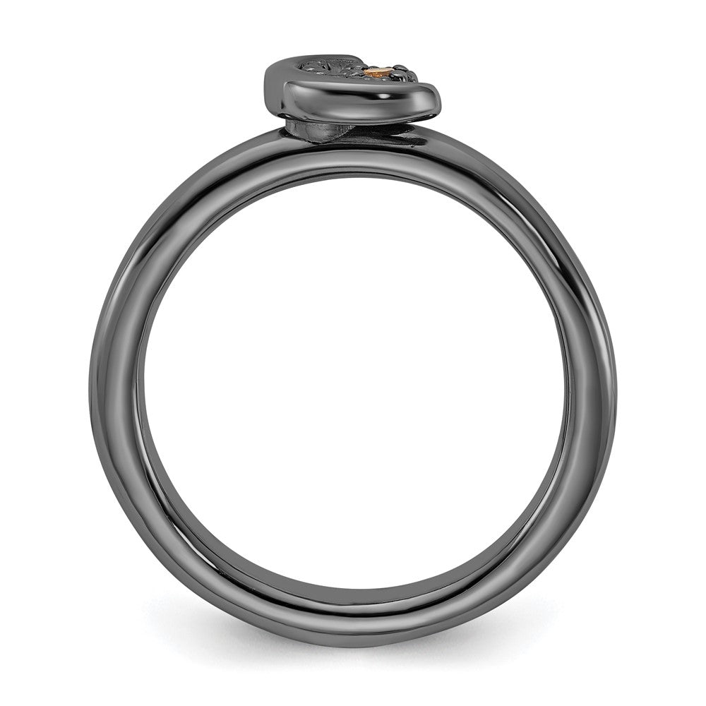 Sterling Silver Stackable Expressions Black Rhodium Citrine Moon Ring Size -5