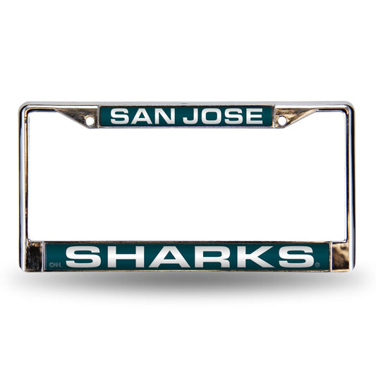 San Jose Hockey Shark's Chrome Metal Laser Cut License Plate Frame