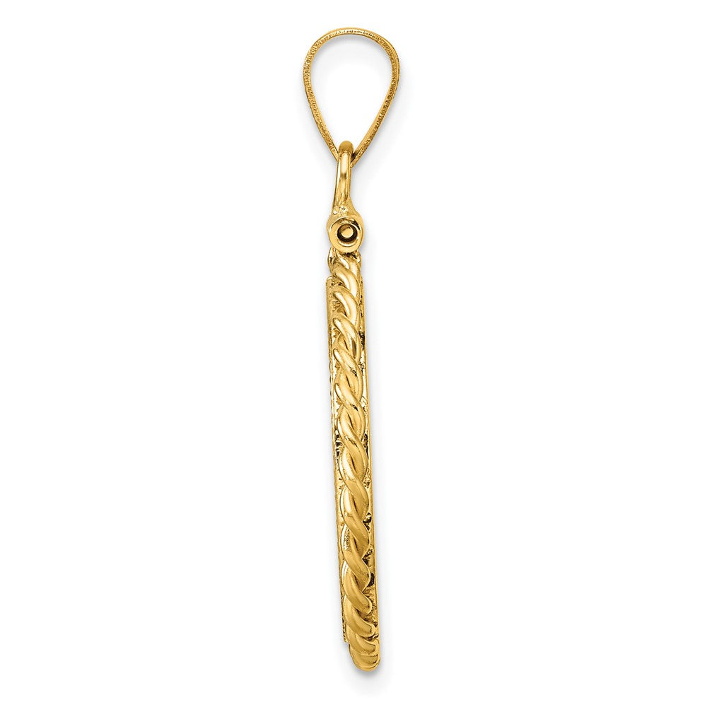 Wideband Distinguished Coin Jewelry 14k Polished Twisted Wire and Diamond-cut 17.8mm x 1.35mm Screw Top Coin Bezel Pendant