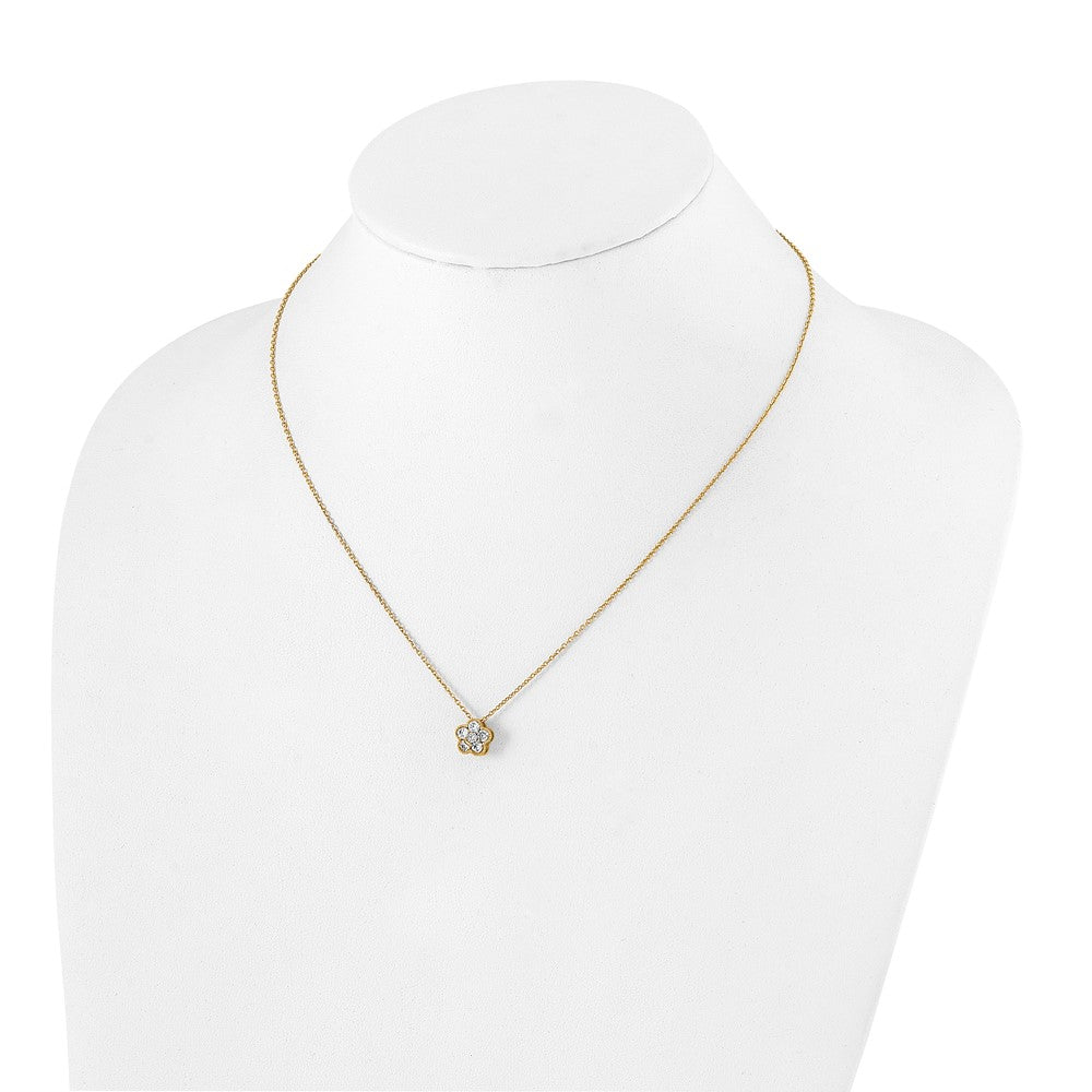 True Origin 14k 1/2 carat Lab Grown Diamond VS DEF 18 inch Floral Pendant Necklace