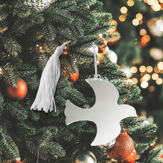 CGI Dove Ornament with Red & White Tassels