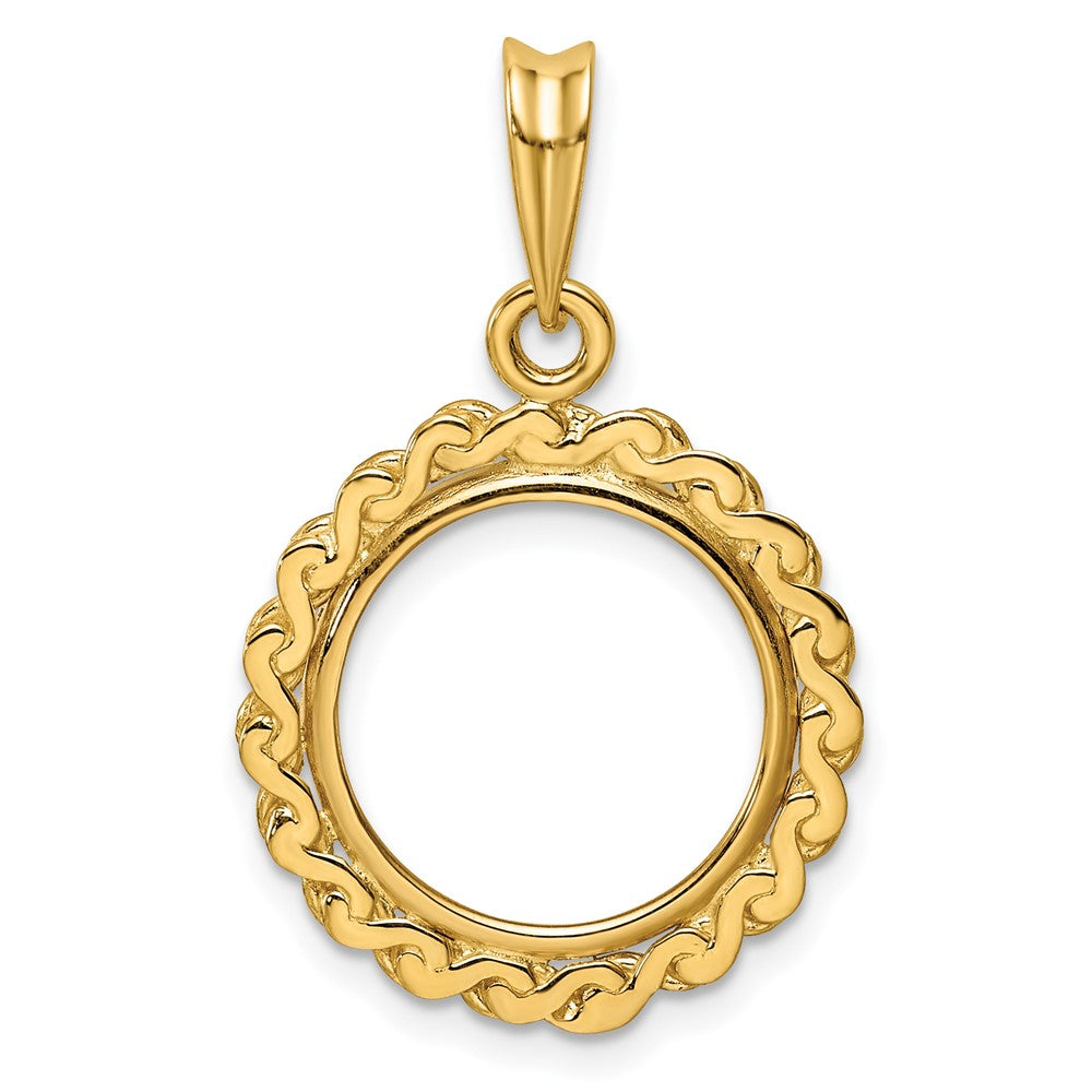 Wideband Distinguished Coin Jewelry 14k Polished S Chain 14.0mm Prong Coin Bezel Pendant