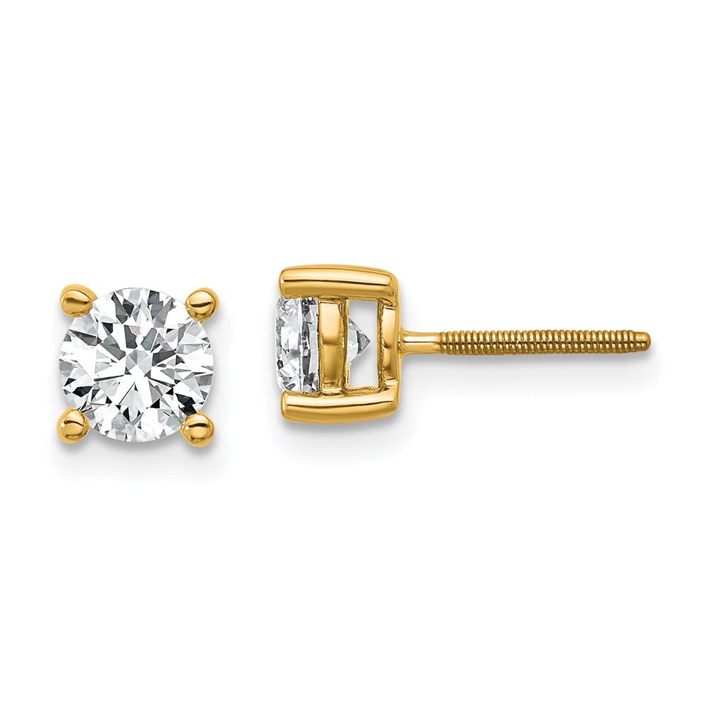 14k Yellow Gold 1 ctw Lab Grown Diamond VS+ F+ Round 4 Prong Heavy Wt. Screwback Stud Earrings