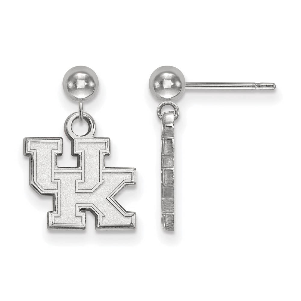 Sterling Silver Rhodium-plated LogoArt University of Kentucky U-K Dangle Ball Post Earrings QSS010UK