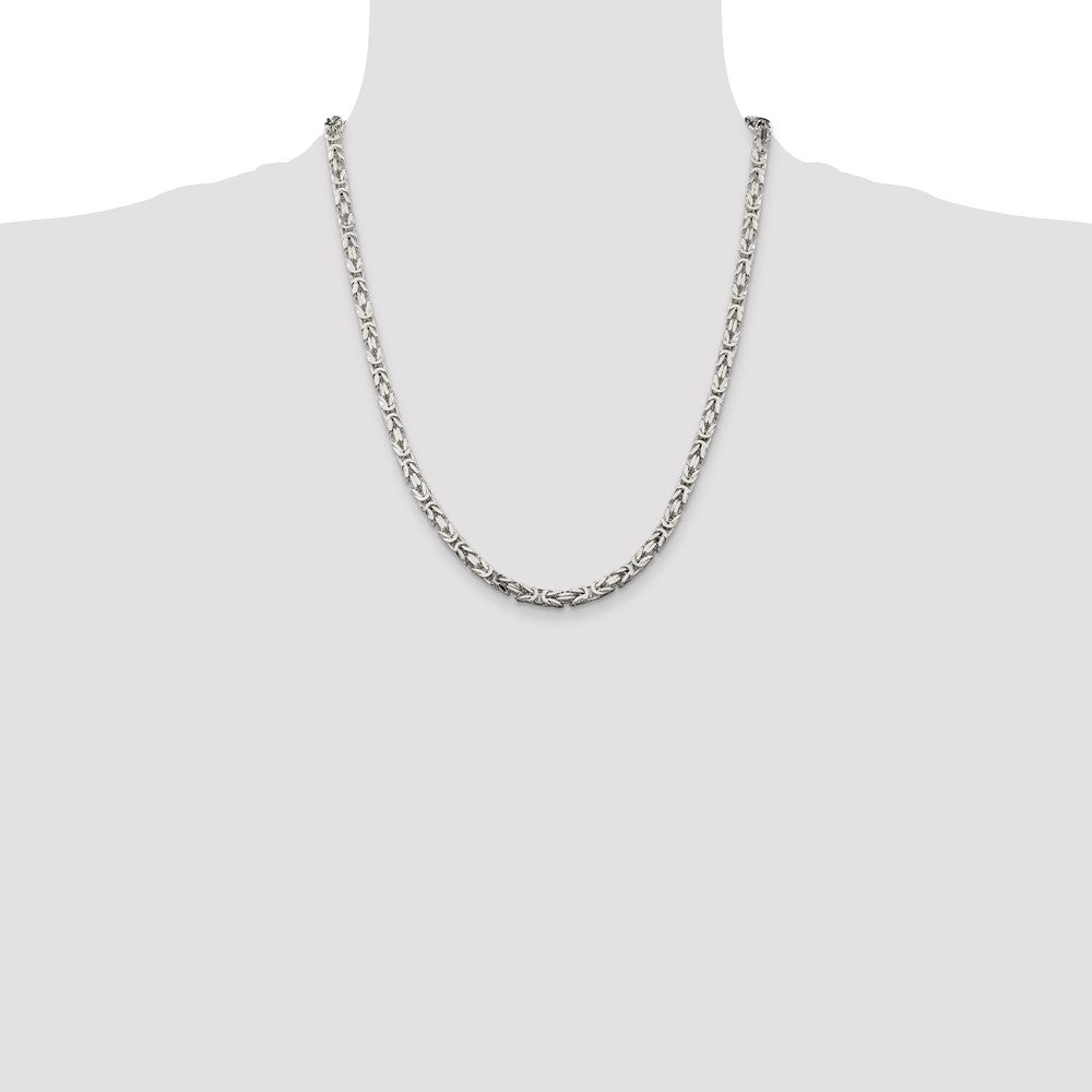Sterling Silver 4.25mm Byzantine Chain 22 Inches