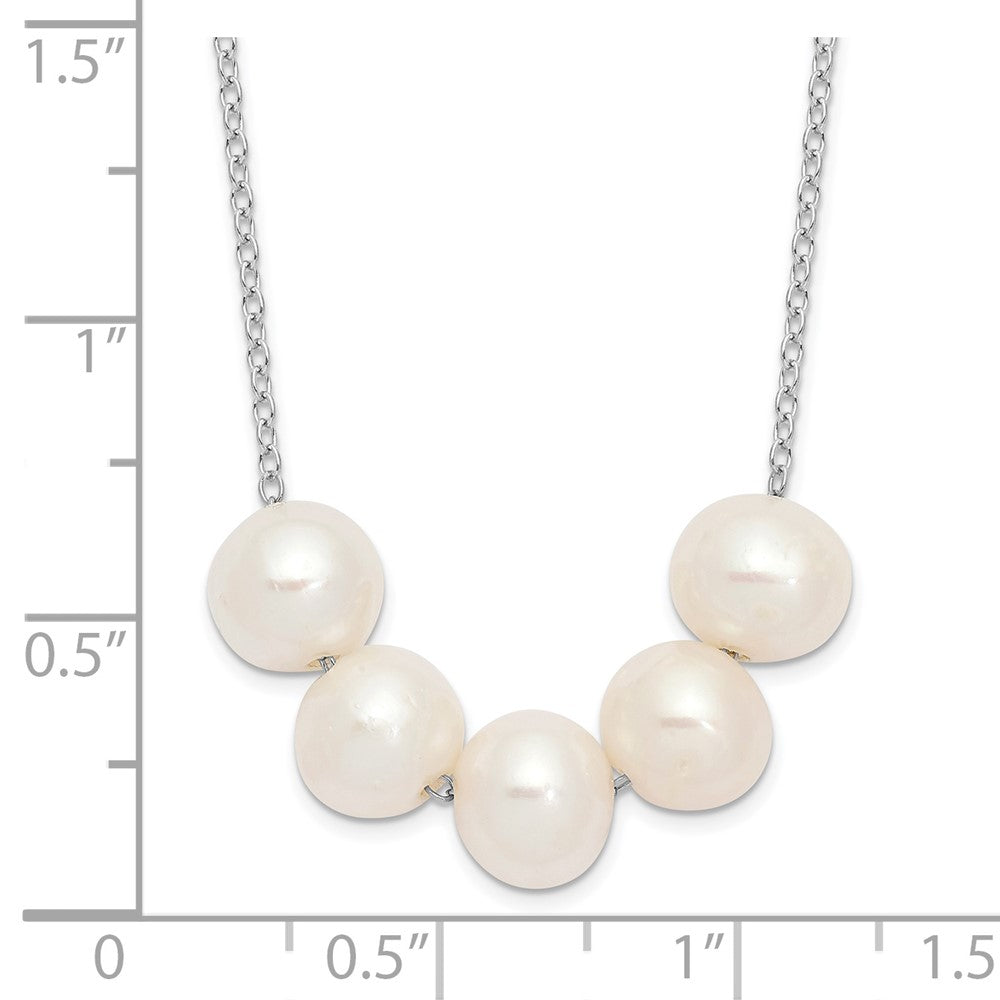 Sterling Silver Rhodium-plated 7-8mm White Near-Round Freshwater Cultured Pearl 17 inch Necklace 17 Inches