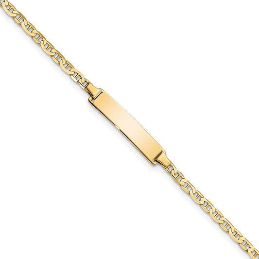 14k Flat Anchor Link ID Bracelet 7  inches