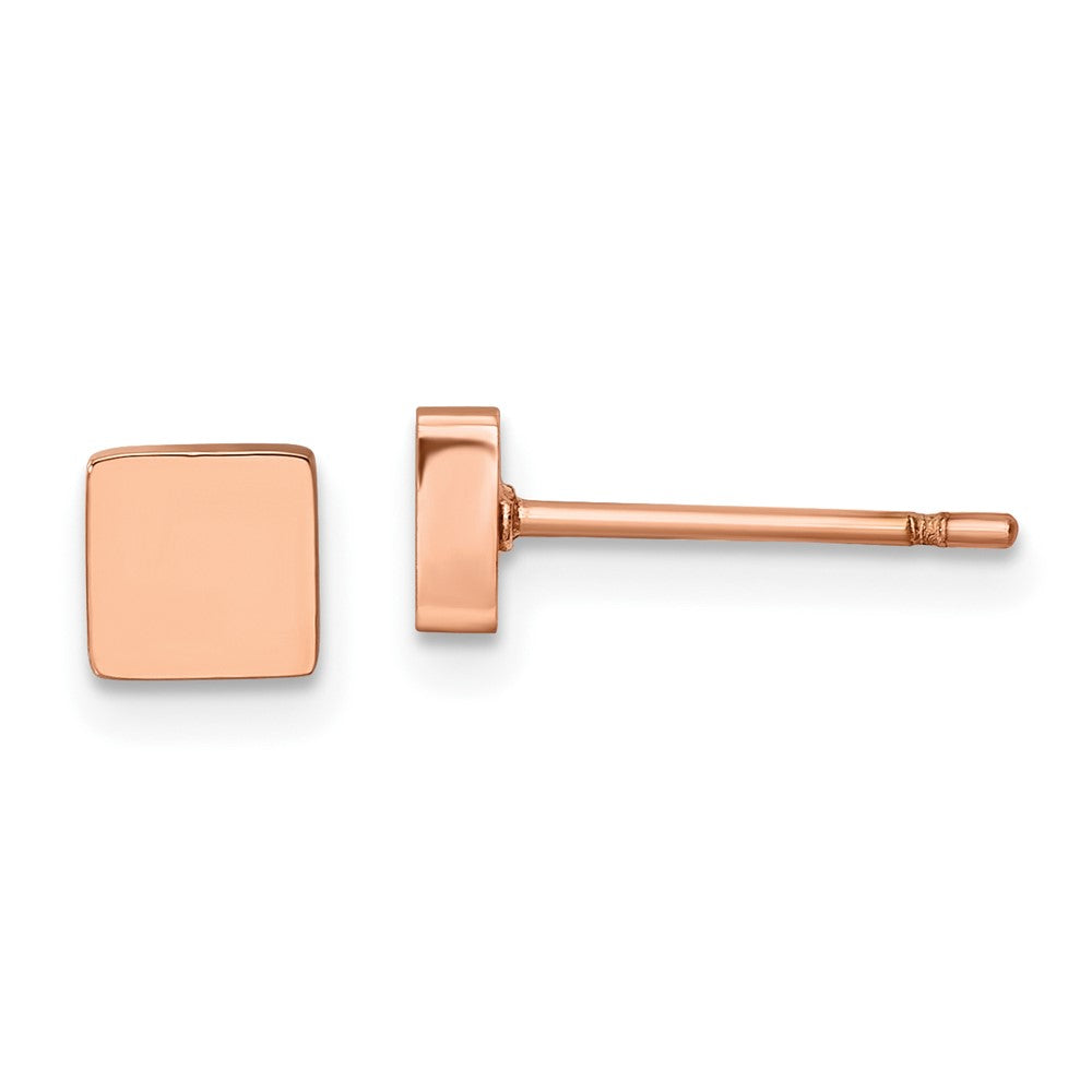 Stainless Steel Polished Rose IP-plated Square Post Earrings