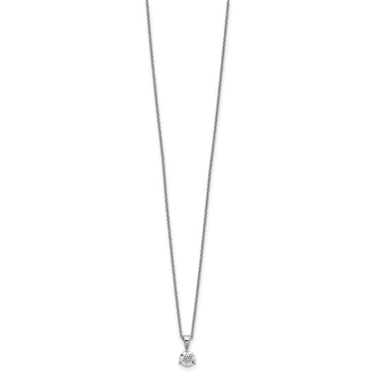 14k White Gold 1/4 carat Lab Grown Diamond VS/SI+ G+ Three Prong Complete 18 inch Solitare Pendant Necklace