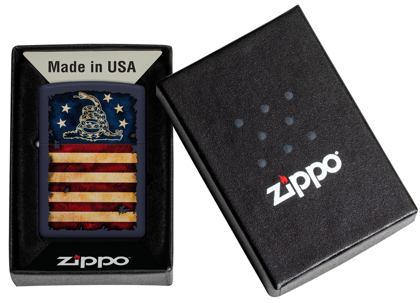 Zippo Don't Tread On Me US Flag Navy Matte Pocket Lighter