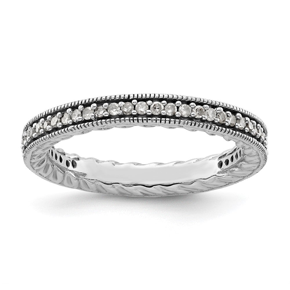 Sterling Silver Stackable Expressions Polished Diamond Ring Size -6