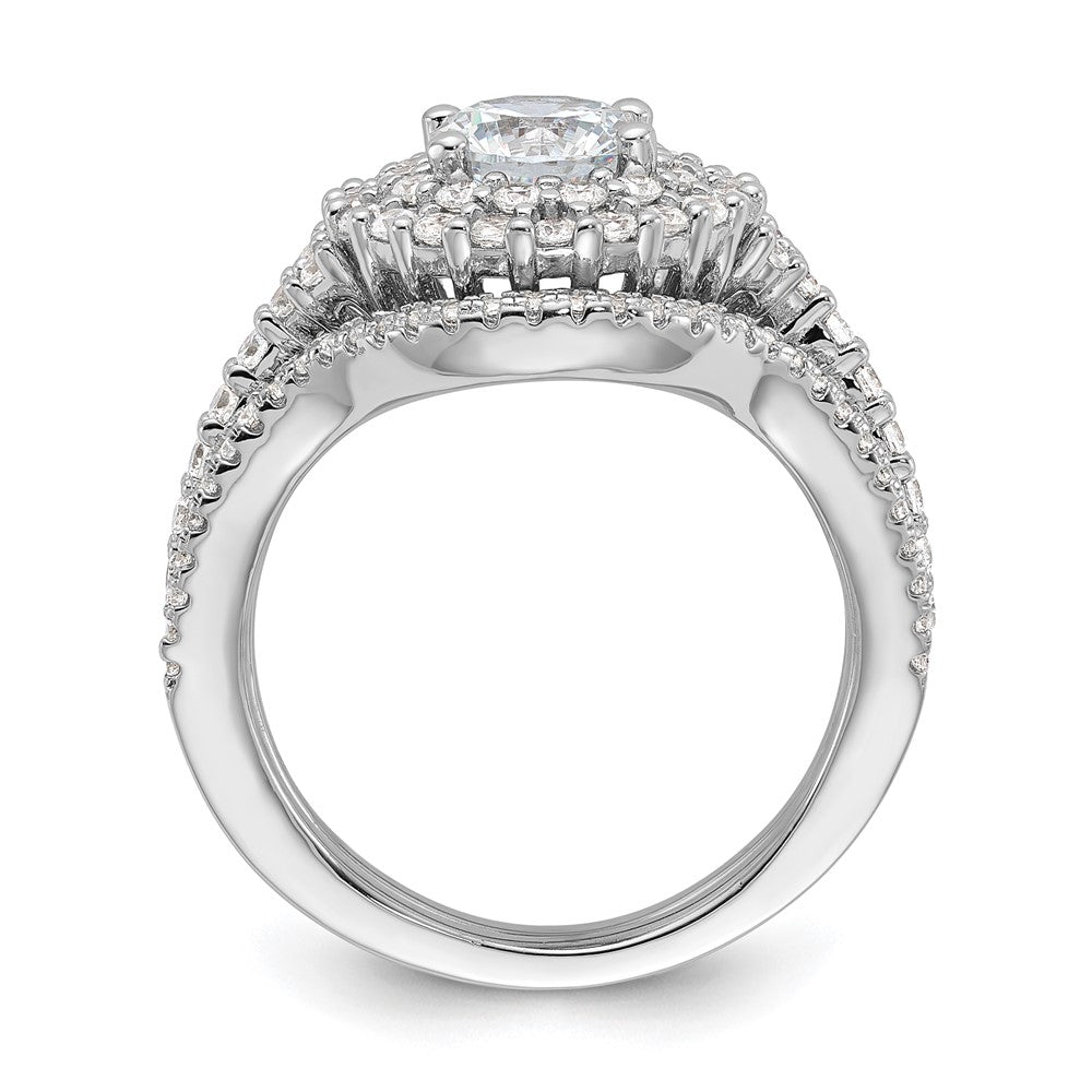 Brilliant Embers Sterling Silver Rhodium-plated 86 Stone Micro Pav‚ CZ 2-piece Wedding Set