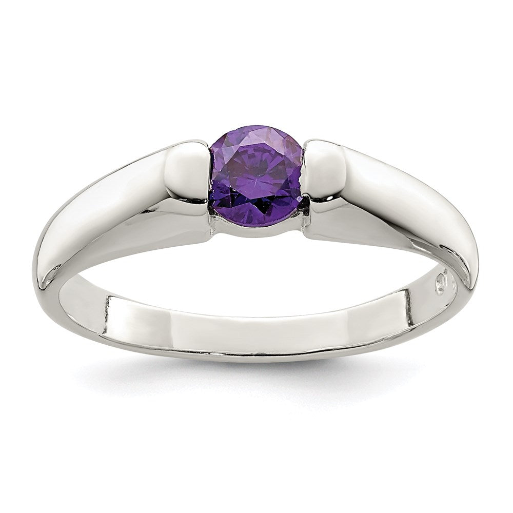 Sterling Silver Purple Round CZ Ring
