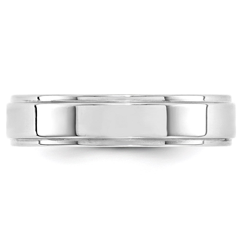10k White Gold 5mm Flat with Step Edge Wedding Band Size 7.5