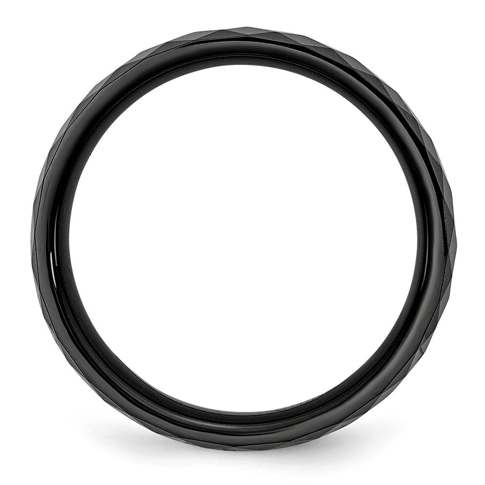 Ceramic Black 6mm Faceted Polished Band Size - 6