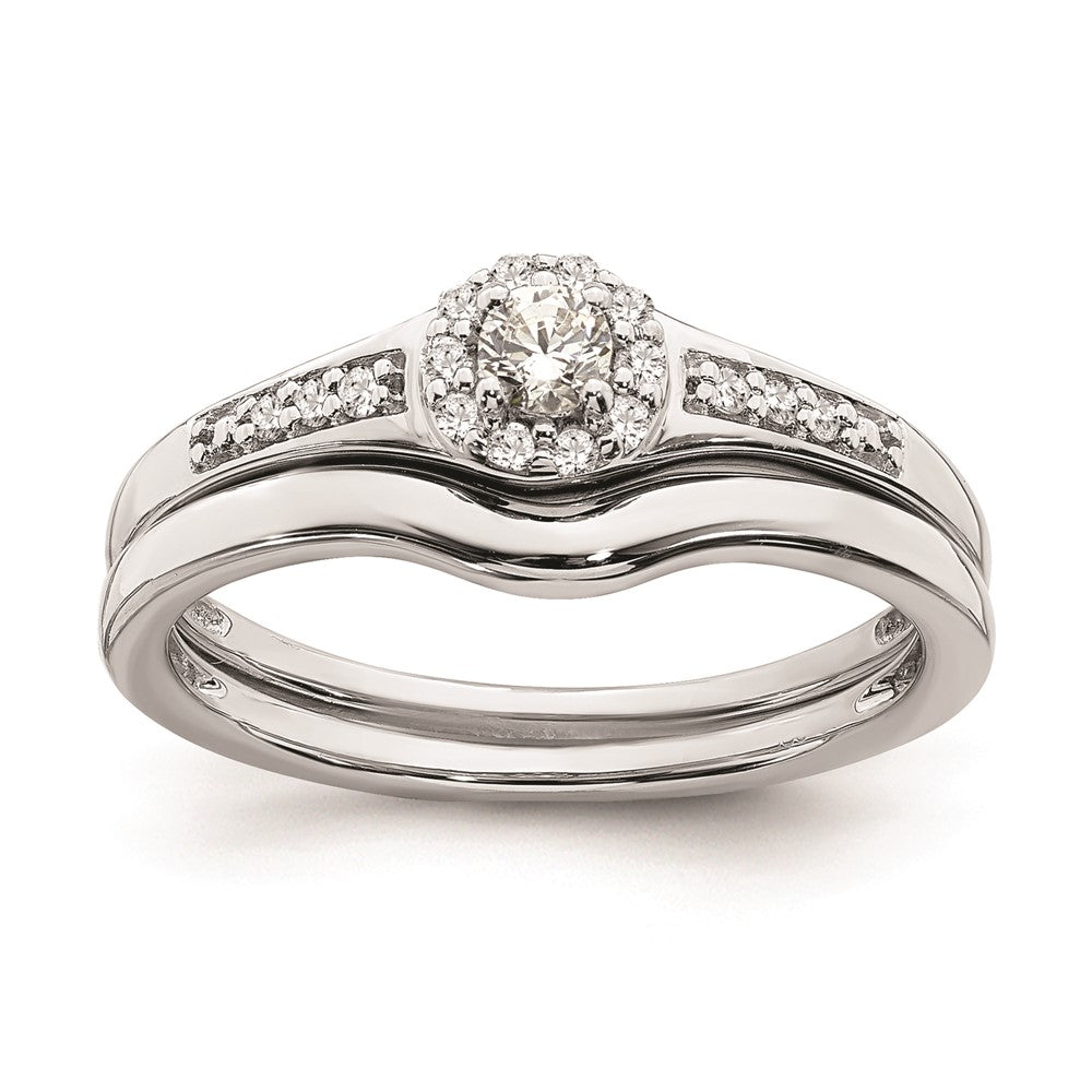 10k White Gold Halo Cluster 1/5 carat Diamond Complete Engagement Ring
