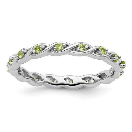 Sterling Silver Stackable Expressions Peridot Ring Size -6