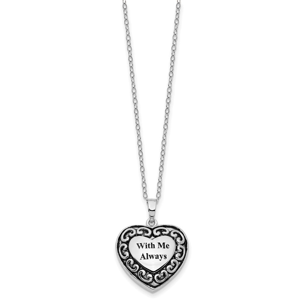 Sentimental Expressions Sterling Silver Rhodium-plated With Me Always Ash Holder 18 Inch Necklace 23 Inches