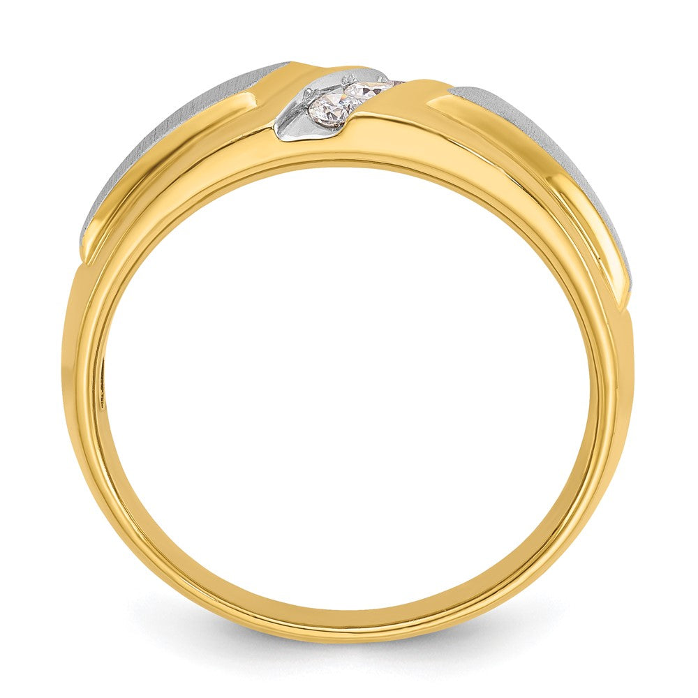 IBGoodman 14k Two-tone Men's Polished and Satin 3-Stone 1/5 Carat AA Quality Diamond Ring