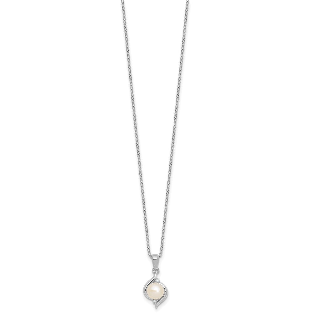 SS Pearl & Diamond Pend w/ Chain