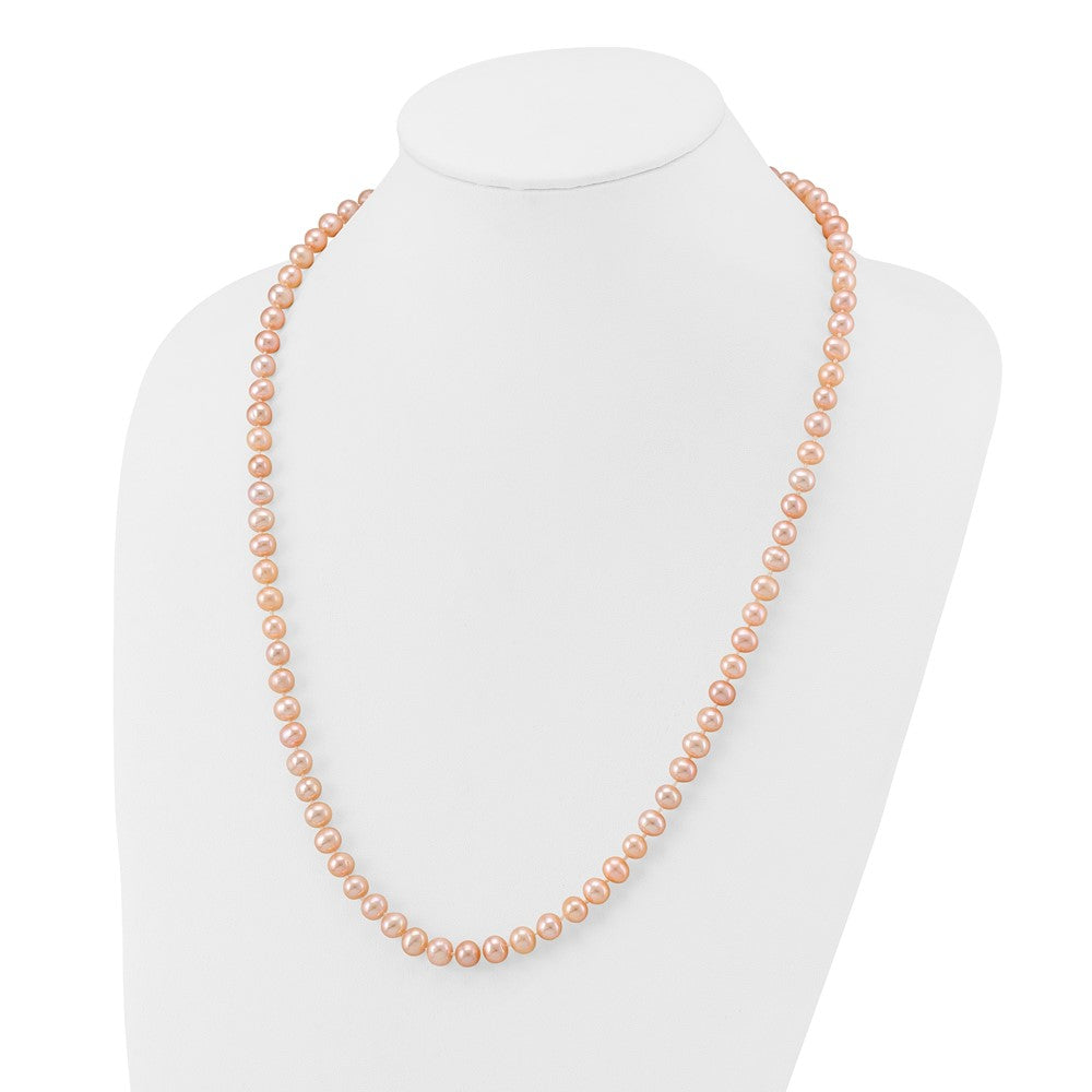 14k 6-7mm Pink Near-Round Freshwater Cultured Pearl 24 inch Necklace