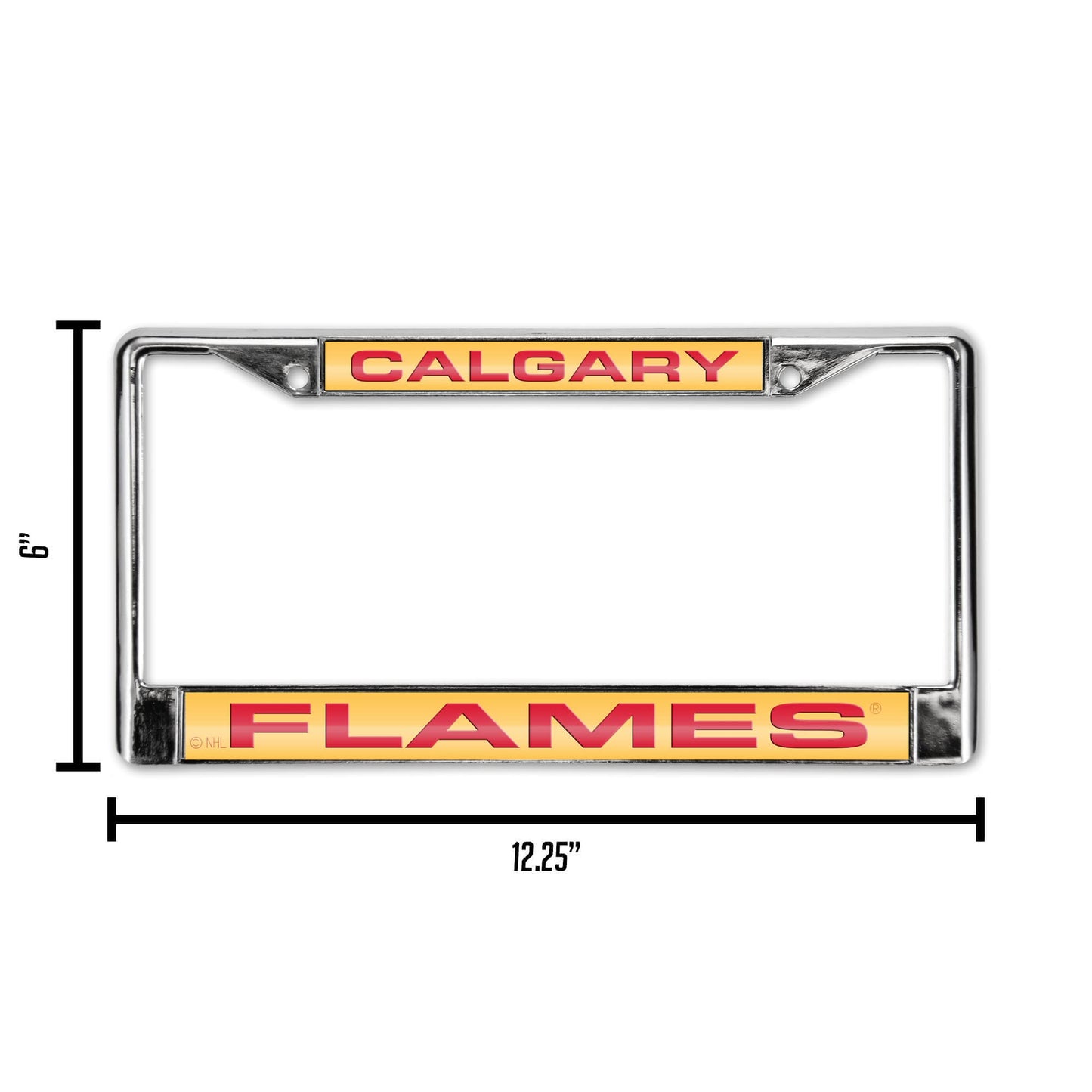 NHL Calgary Flames Laser Chrome Acrylic License Plate Frame-Yellow w/Red QGC7105