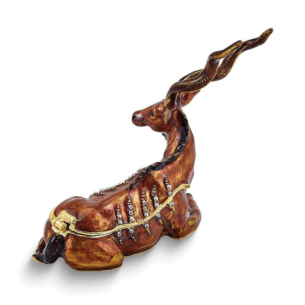 Luxury Giftware by Jere Bejeweled ANNY Antelope Trinket Box with Matching 18 inch Necklace