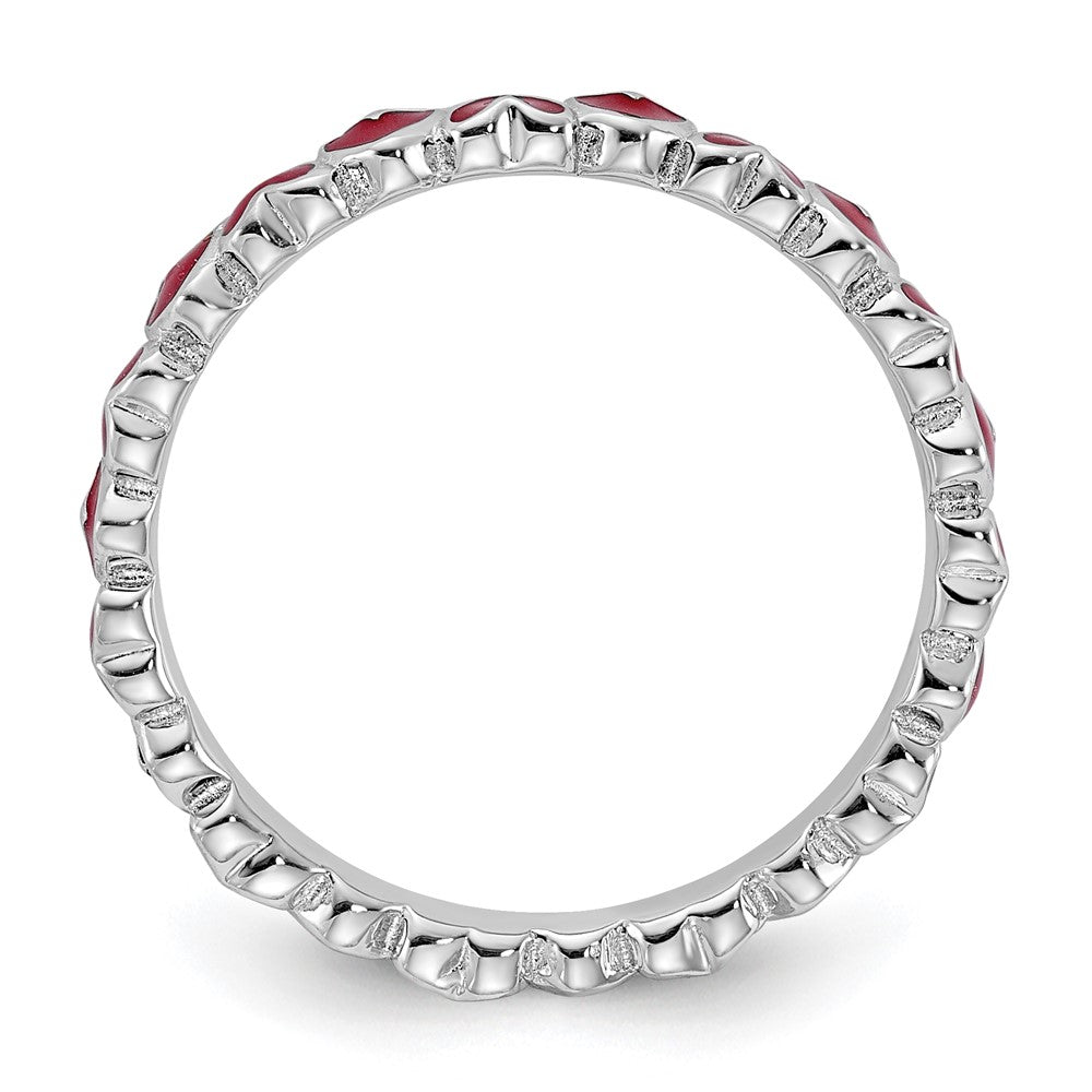 Sterling Silver Stackable Expressions Red Enameled Ring