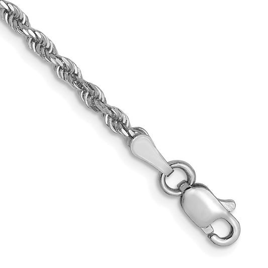 14K White Gold 2.5mm Diamond-Cut Rope Chain 7  inches