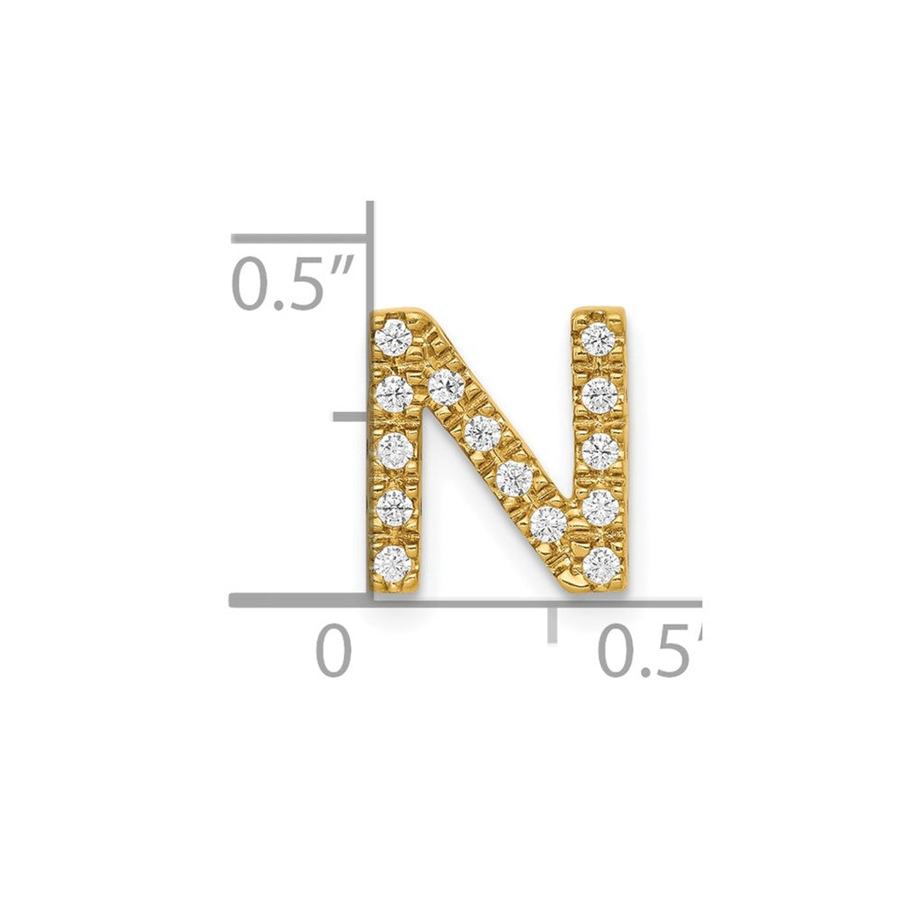 10K  Diamond Letter N Initial Charm
