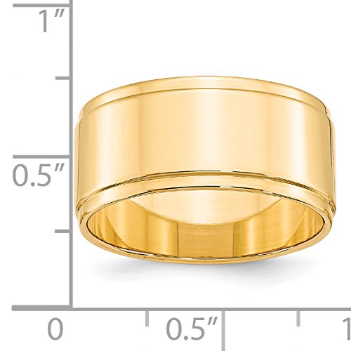 14k Yellow Gold 10mm Flat with Step Edge Wedding Band Size 13