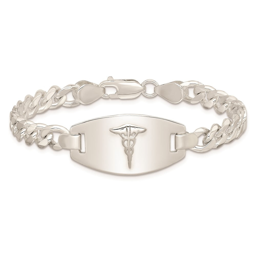 Sterling Silver Medical Jewelry Curb Link Bracelet 8.25 inches