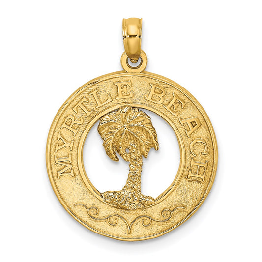14K MYRTLE BEACH w/Palm Tree Circle Charm