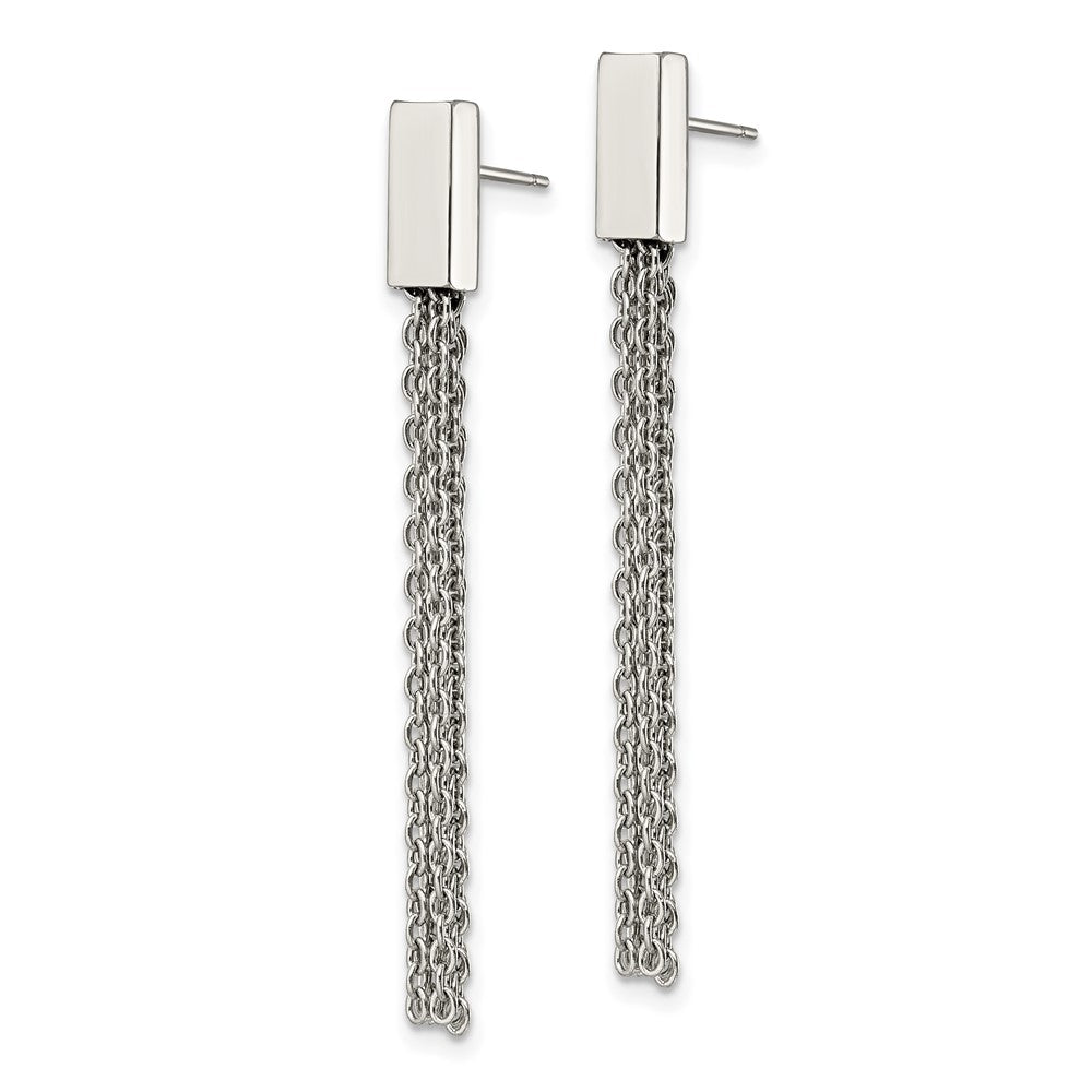 Stainless Steel Polished Multi Chain Dangle Post Earrings