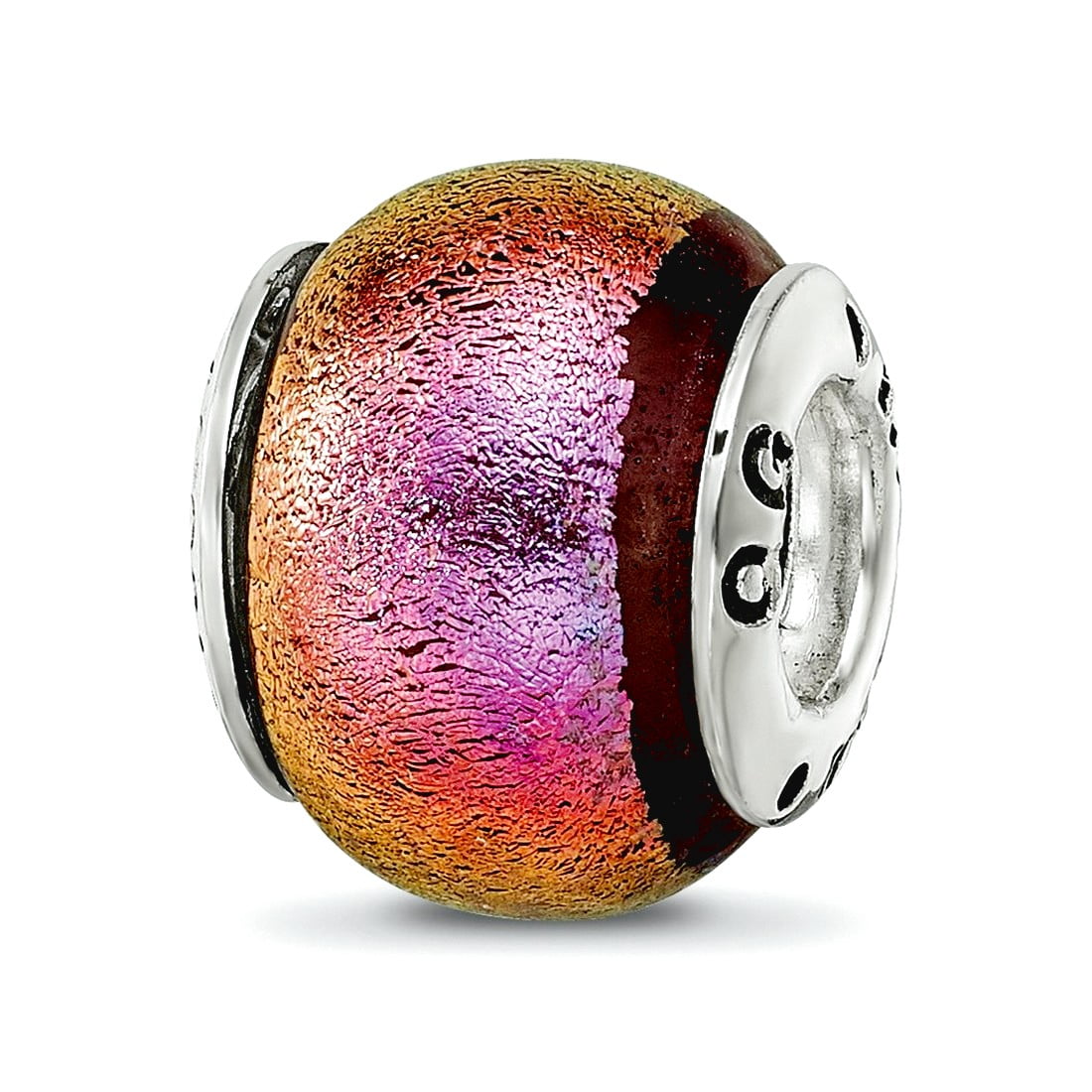 Sterling Silver Reflections Pink Dichroic Glass Bead