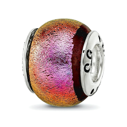 Sterling Silver Reflections Pink Dichroic Glass Bead