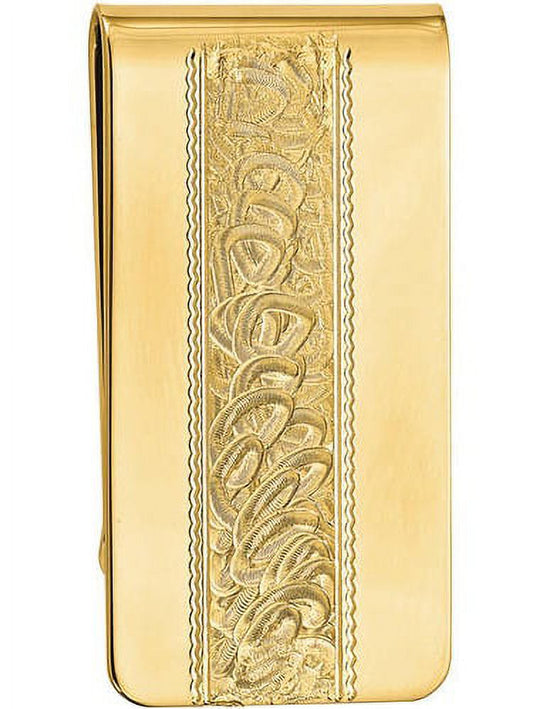 Primal Gold-plated Kelly Waters Money Clip with Swirl Pattern Center