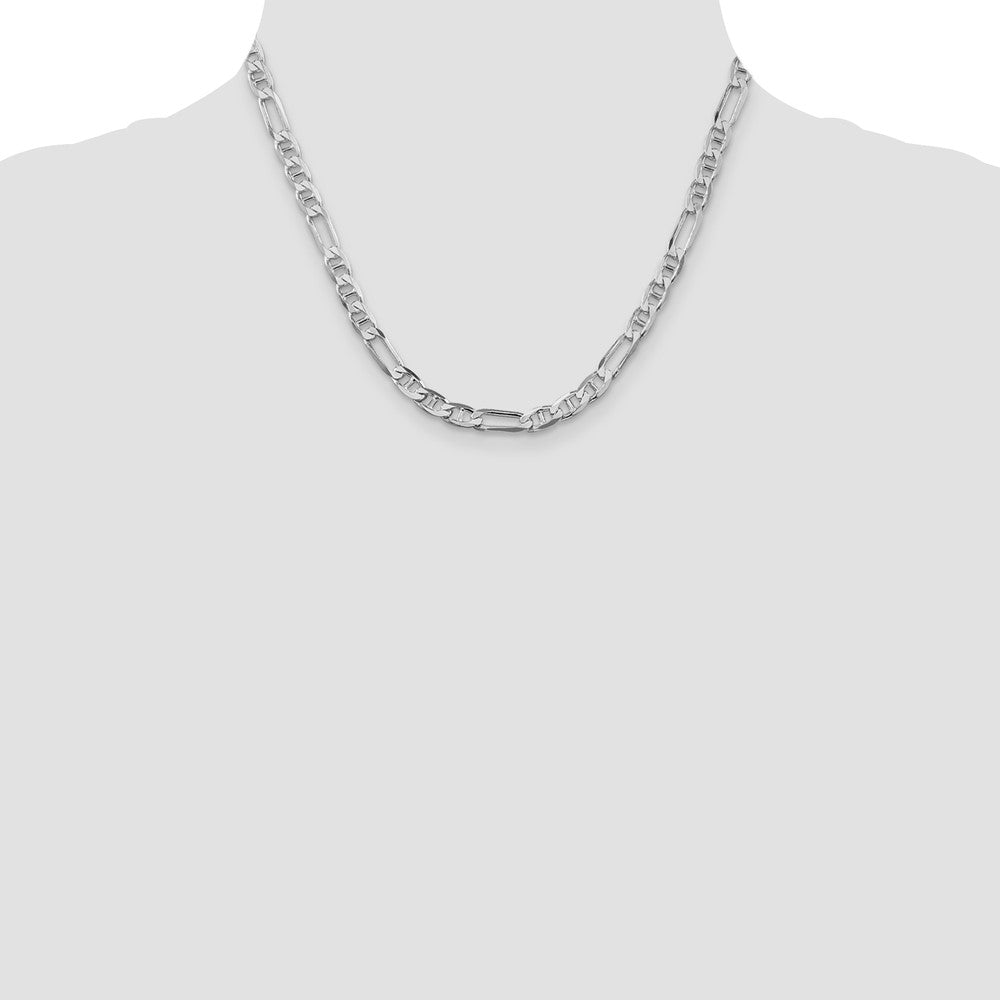 Sterling Silver Rhodium-plated 5.5mm Figaro Anchor Chain 18 Inches