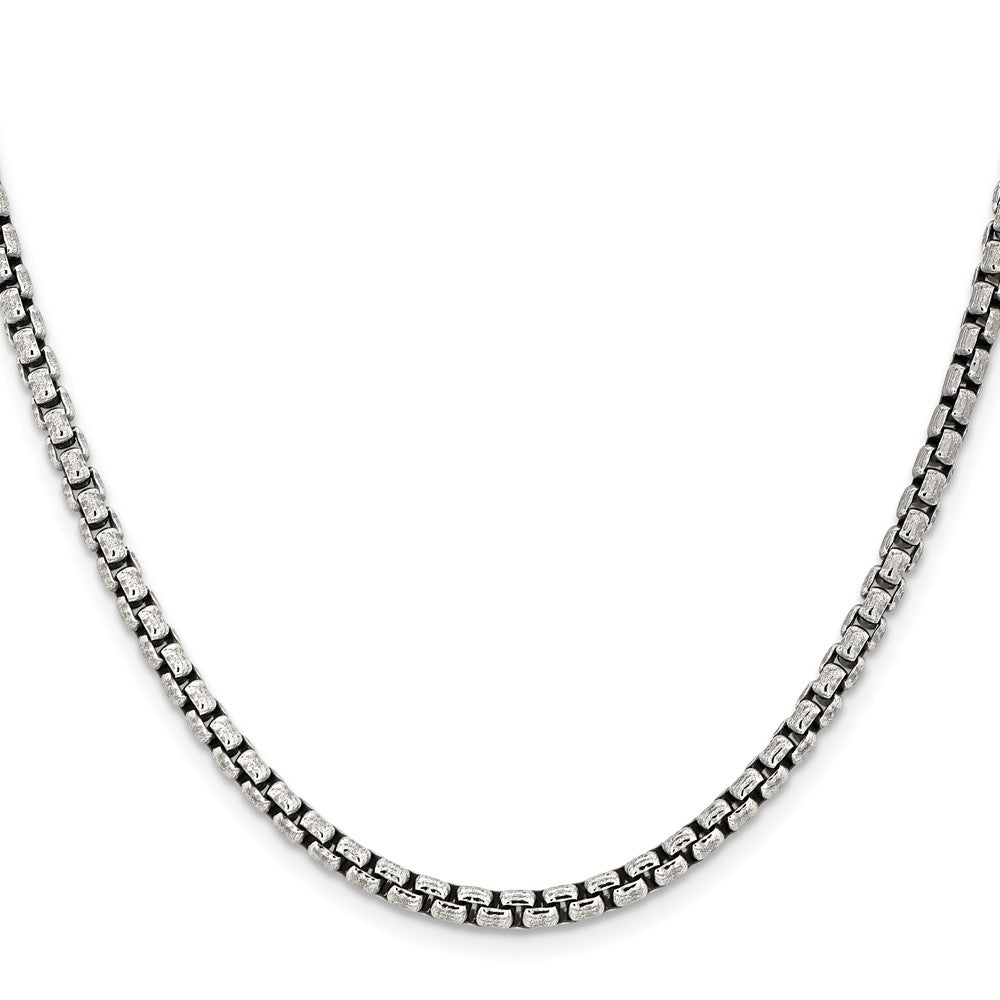 Sterling Silver Antiqued 3.6mm Round Box Chain 16 Inches