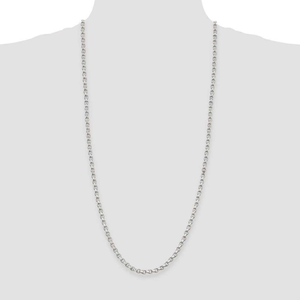 Sterling Silver 4mm Diamond-cut Rolo Chain 30 Inches